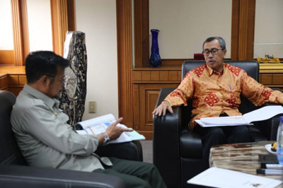 Gubri Syamsuar Sampaikan Potensi Pertanian Riau ke Mentan Syahrul Yasin Limpo